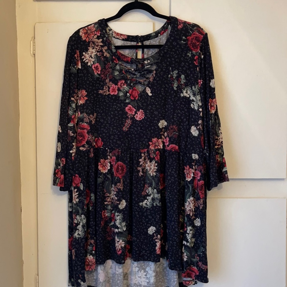 Torrid Hi-Lo Super Soft Black Leopard Lattice Top